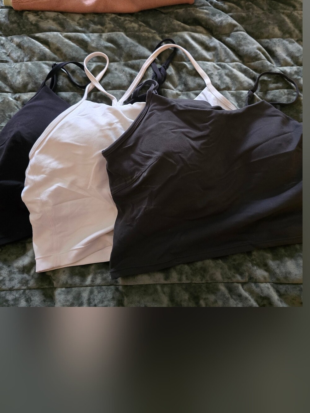 Colorfulkoala Cropped Bra Tank Tops (Set Of 3) Black, White, Dark Gray